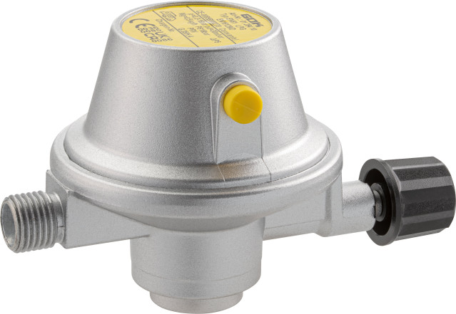 GOK Niederdruckregler Typ EN61 - Gas-Kartusche x G 1/4 LH-KN, PRV 30 mbar, 0,5 kg/h