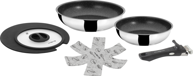 BRUNNER® Academy double pan set Ø 22/20 cm Camping-Kochtopfset Antihaft