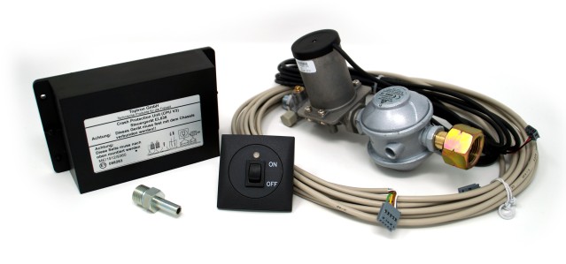 Sistema de regulación 30 mbar 1,5kg/h incl. sensor de impacto (uso de gas durante la conducción)