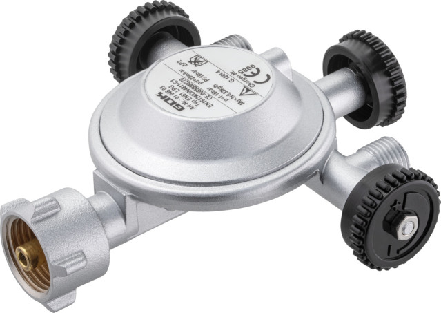 GOK régulateur de gaz EN61 1kg/h 29mbar KLF (W21.8x1/14) -> 3x G1/4LH cône