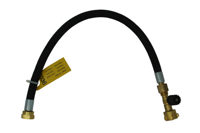 Gas hose high pressure G.12 W21.8 x 1/14 L.H. (KLF) x M20x1.5 - 450 mm incl. hose rupture safety device