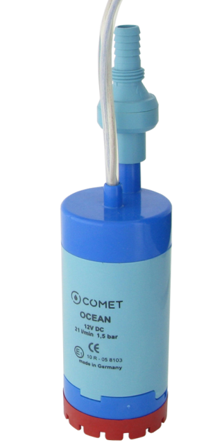 COMET Bomba sumergible OCEAN- SOFTSTART 12 V, cable de 1,0 m, válvula antirretorno con venteo y filtro grueso