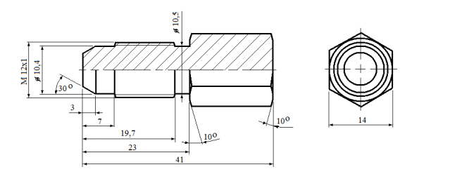 CNG-Verschraubung mit Blindanschluss M12×1, Länge 41 mm