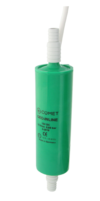 COMET GEO-INLINE 12 V pompa esterna 1,0 m di cavo, ugello per tubo Ø 10 mm /1/2