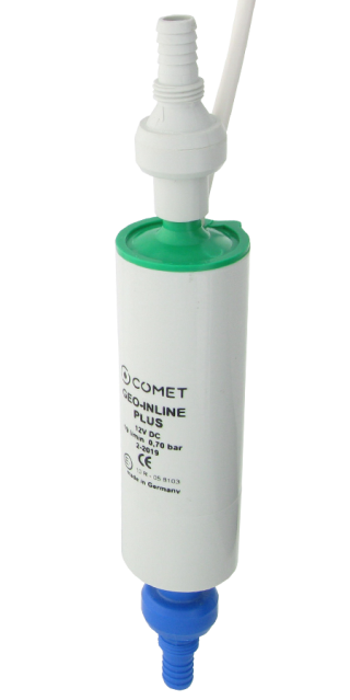 COMET GEO-INLINE-PLUS 12 V pompa da esterno, cavo da 1,0 m, valvola di non ritorno e filtro
