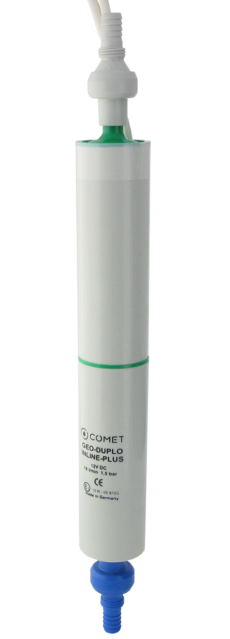 COMET GEO-DUPLO- INLINE-PLUS 12 V pompa esterna 1,0 m di cavo, valvola di non ritorno e filtro a fibre fini
