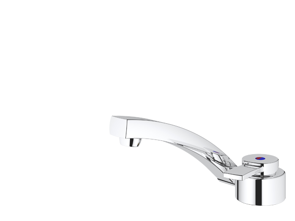 COMET mezclador monomando FLORENZ KOMPAKT con microinterruptor en cromo, cable flexible de nylon 270 mm 45°, Ø 8/10 mm, fijación 1