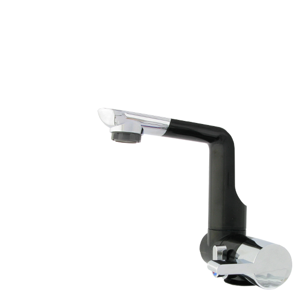COMET mezclador ARONA con microinterruptor en negro/cromo, caño 10 cm, conexión de caño: Ø 8/10 mm, 45°, rosca 3/4