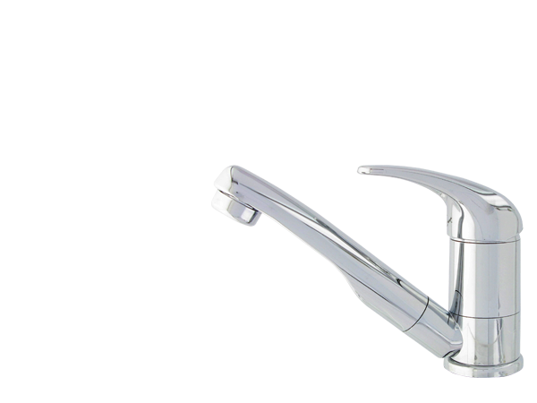 COMET ROMA Mezclador monomando con microinterruptor en cromo, rociador 40°, 350 mm Ø 8/10 mm tubo flexible de nylon, fijación 1