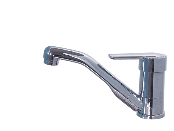 COMET PARMA miscelatore monocomando con microinterruttore cromato, bocca 17 cm, tubo flessibile in nylon 350 mm Ø 10 mm, fissaggio 1.