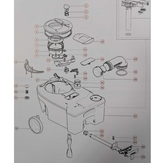 SC250/260 HOLDINGTANK PLATE - Spare parts Cassettes