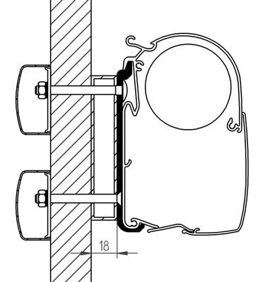 Thule Adapter Wall Dethleffs Globebus für 3,50m Markise