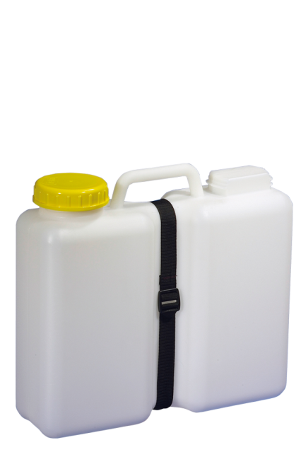 COMET Aqua-Case Weithalskanister DIN 96 13 Liter, Verschlussdepot mit Schraubverschluss und Zurrgurt 1 m