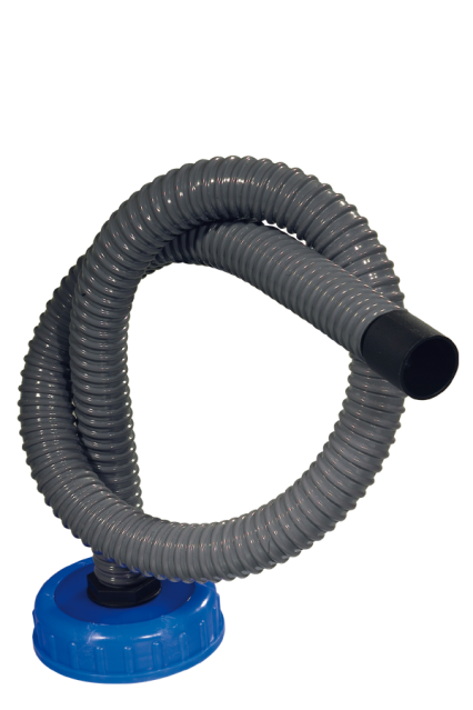 COMET chiusura per acque reflue DIN 96 con anello a vite e tubo flessibile per acque reflue da 1,0 m, blu