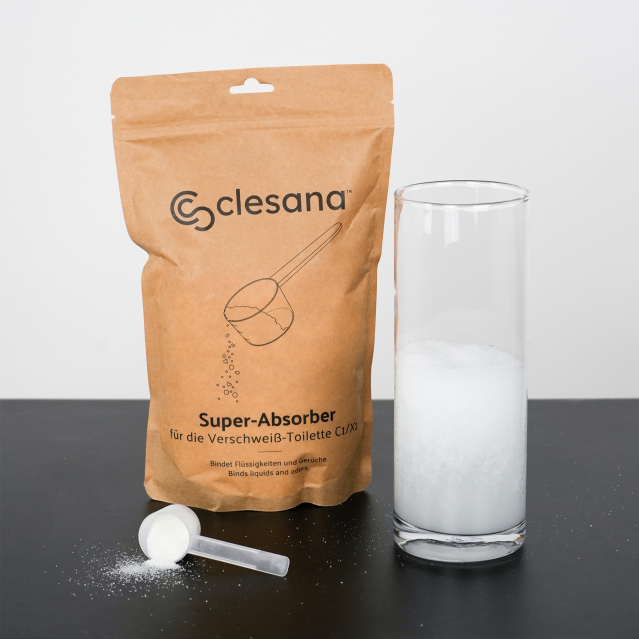 Clesana Super-Absorber Granulat mit hoher Saugkraft für Clesana Toilette C1 + X1, 1Kg