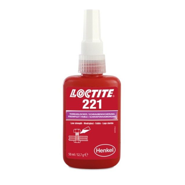 LOCTITE® 221 50ml, viola - Adesivo frenafiletti a base di metacrilato, a bassa resistenza