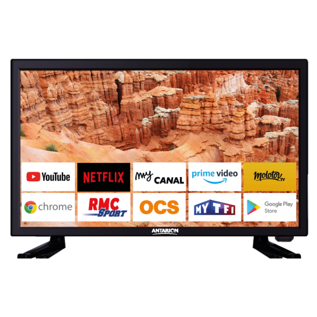 Antarion Smart TV Télévision 19 pouces 12 / 24 / 220 V