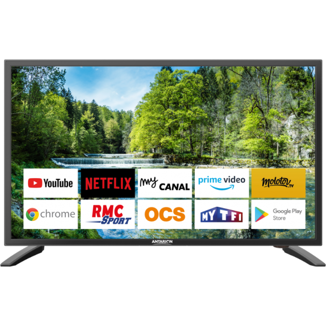 Antarion Smart TV Fernseher 32 Zoll DVBT-2 12 / 24 / 220 V