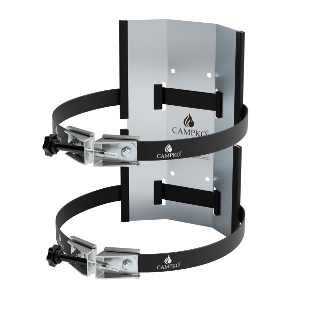 CAMPKO Gasflaschen Halter Set Edelstahl für Ø 300mm Gasflaschen inkl. Spannschlösser & Sterngriffschrauben