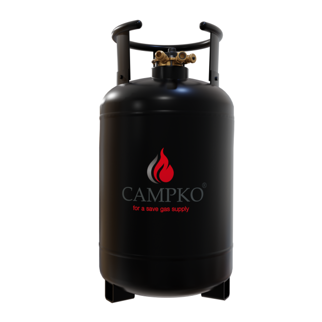 CAMPKO cilindro de gas, botella de GLP recargable 30 L con multiválvula (DE)