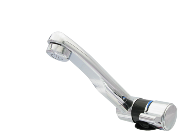 COMET LONDON mixer tap with microswitch in black/chrome, spout: Shower head, spout connection: Ø 10/12 mm, 45°, 3/4 mounting