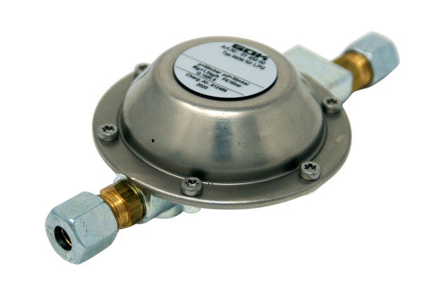 GOK low pressure regulator 50 mbar ->30 mbar 1,5 kg/h 2 x RVS 8 mm