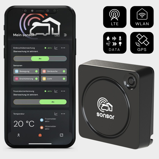 sonsor Système dalarme mobile avec LTE, GPS et Wi-Fi (noir)