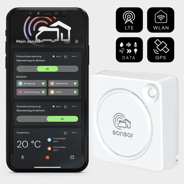 sonsor Système dalarme mobile avec LTE, GPS et Wi-Fi (blanc)