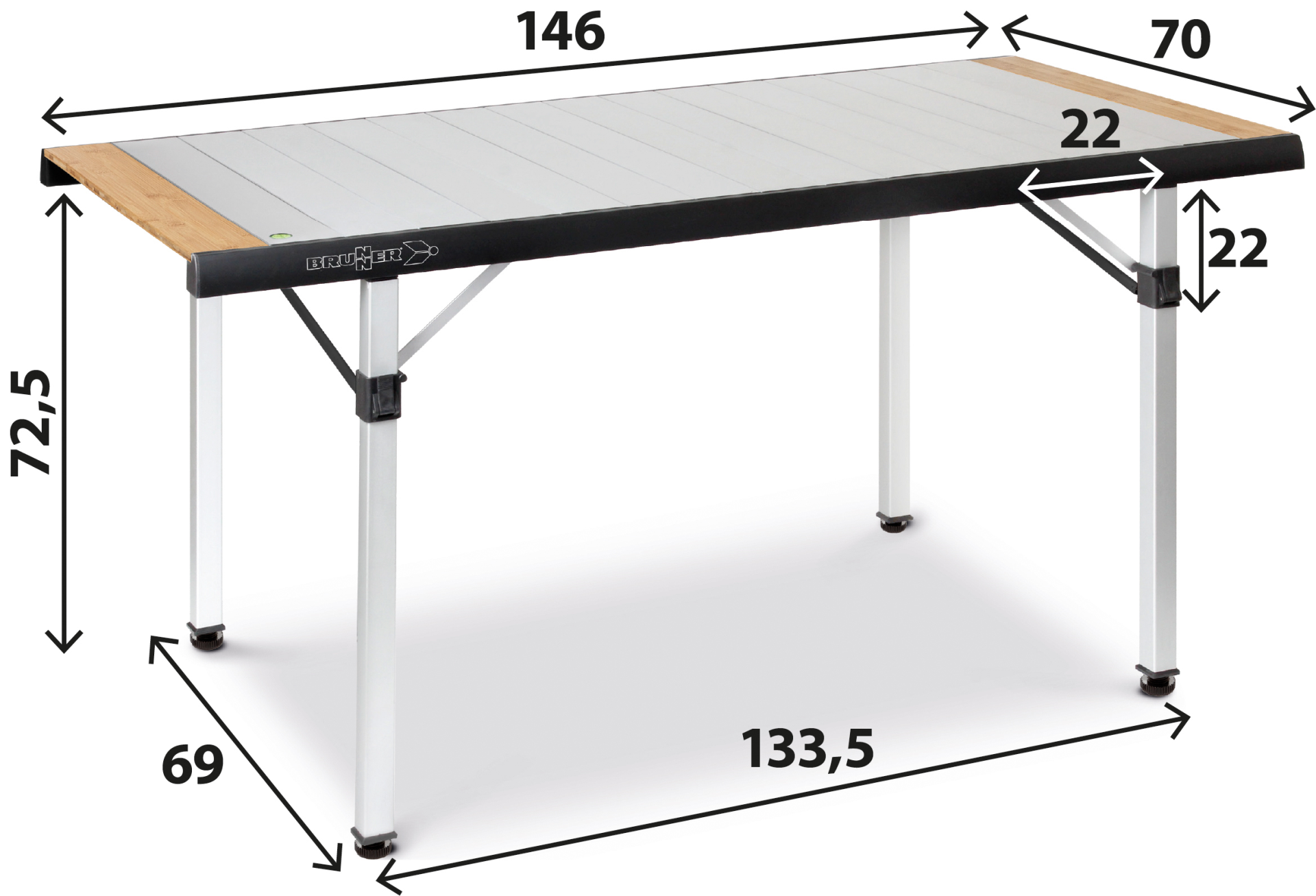 BRUNNER® Quadra Tropic Adjustar 6 Campingtisch