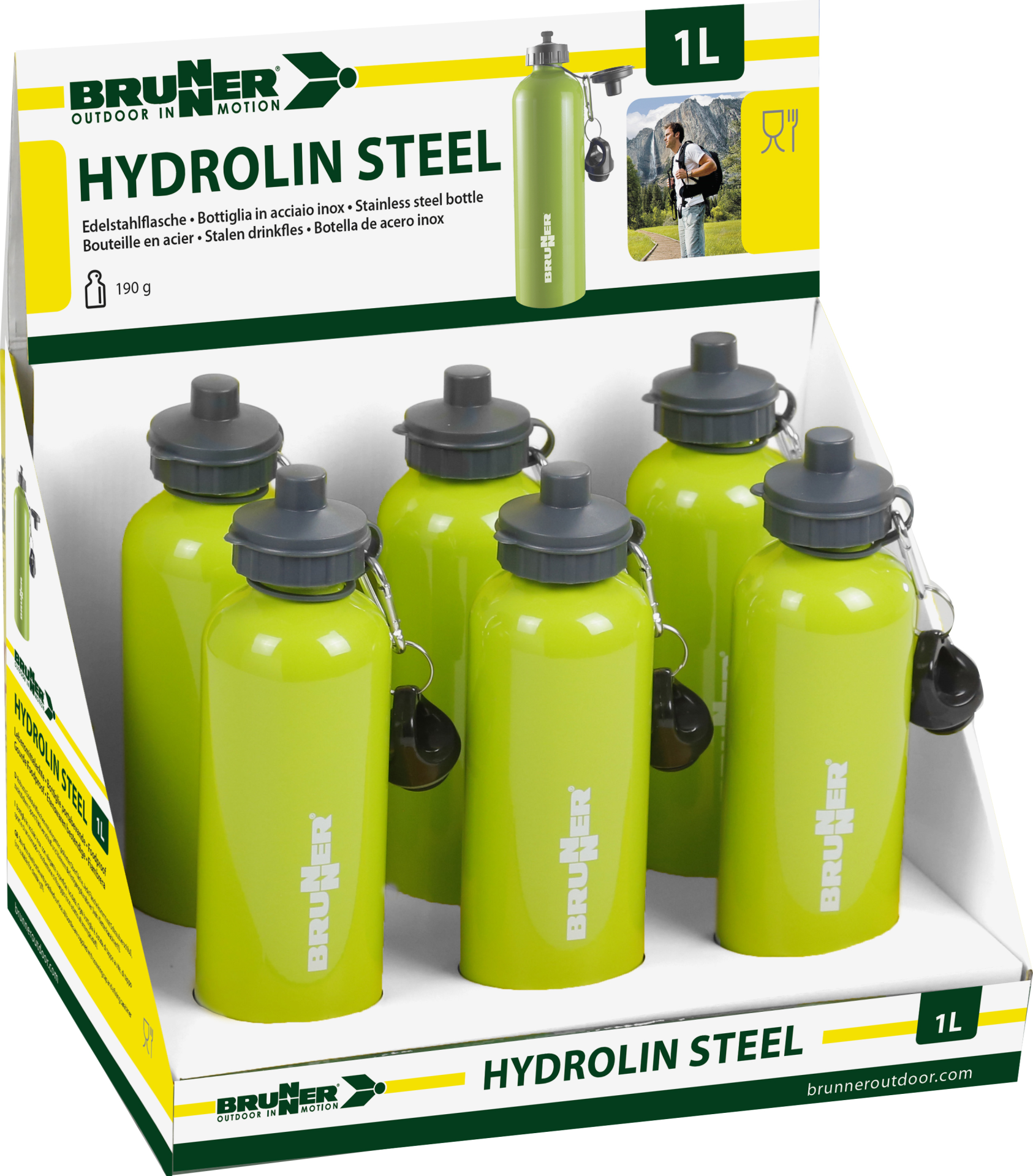 BRUNNER® Hydrolin Steel 1000 ml Trinkflasche