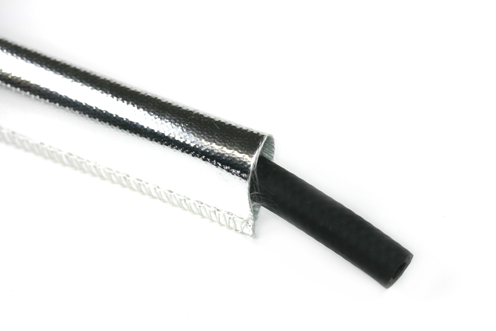 Aluminium-Glasfaser Hitzeschutzschlauch 10-30mm bis ca. 500°C (Meterware)