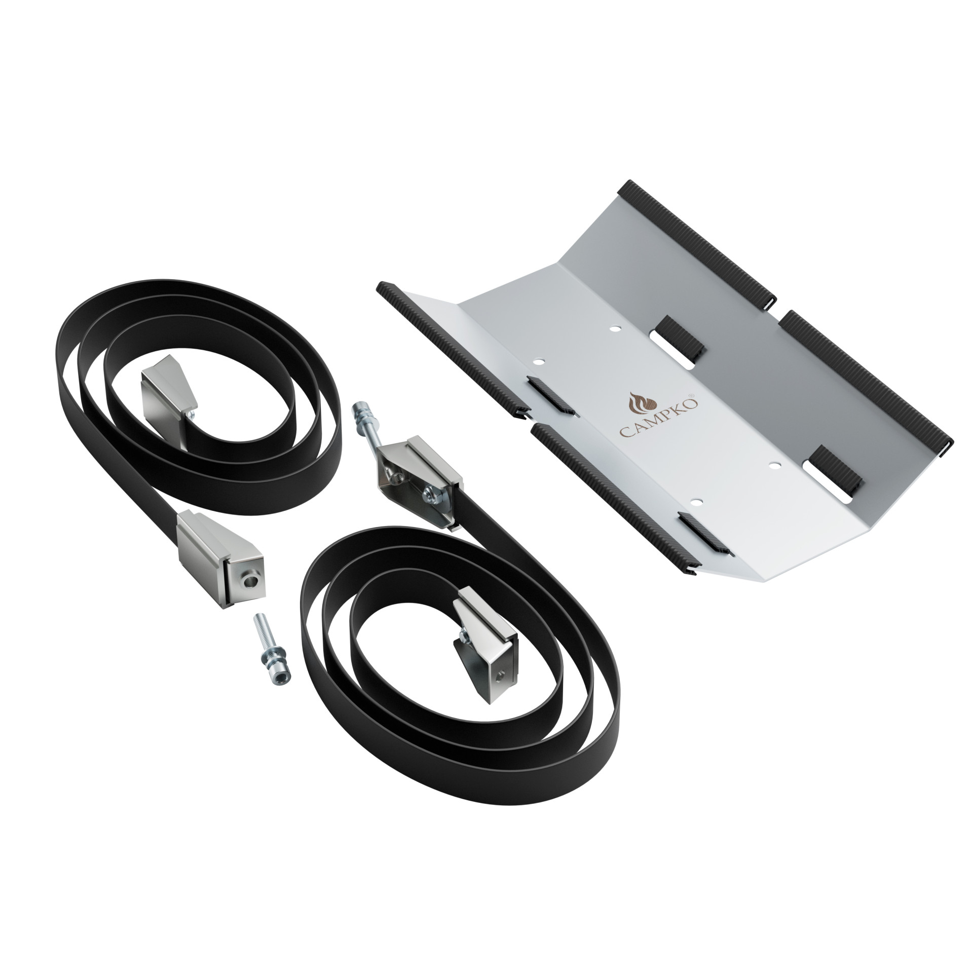 CAMPKO gas bottle holder set for Ø 300mm gas bottles incl. 2x tension band + 2x turnbuckle (stainless steel)