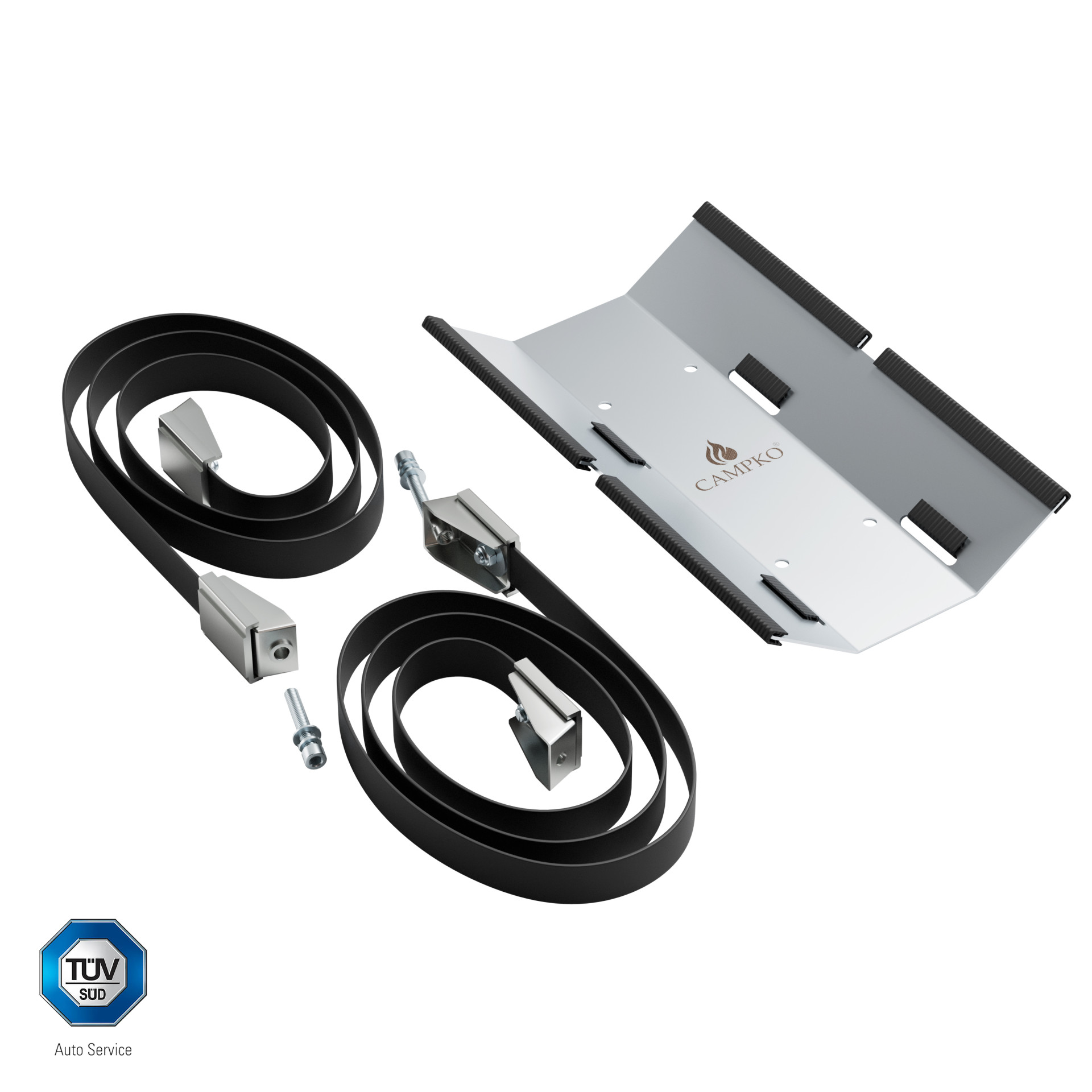 CAMPKO gas bottle holder set for Ø 300mm gas bottles incl. 2x tension band + 2x turnbuckle (stainless steel)