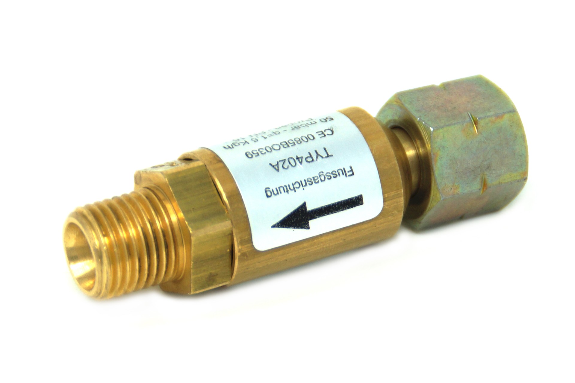 Hose breakage protection 50 mbar 1/4 left