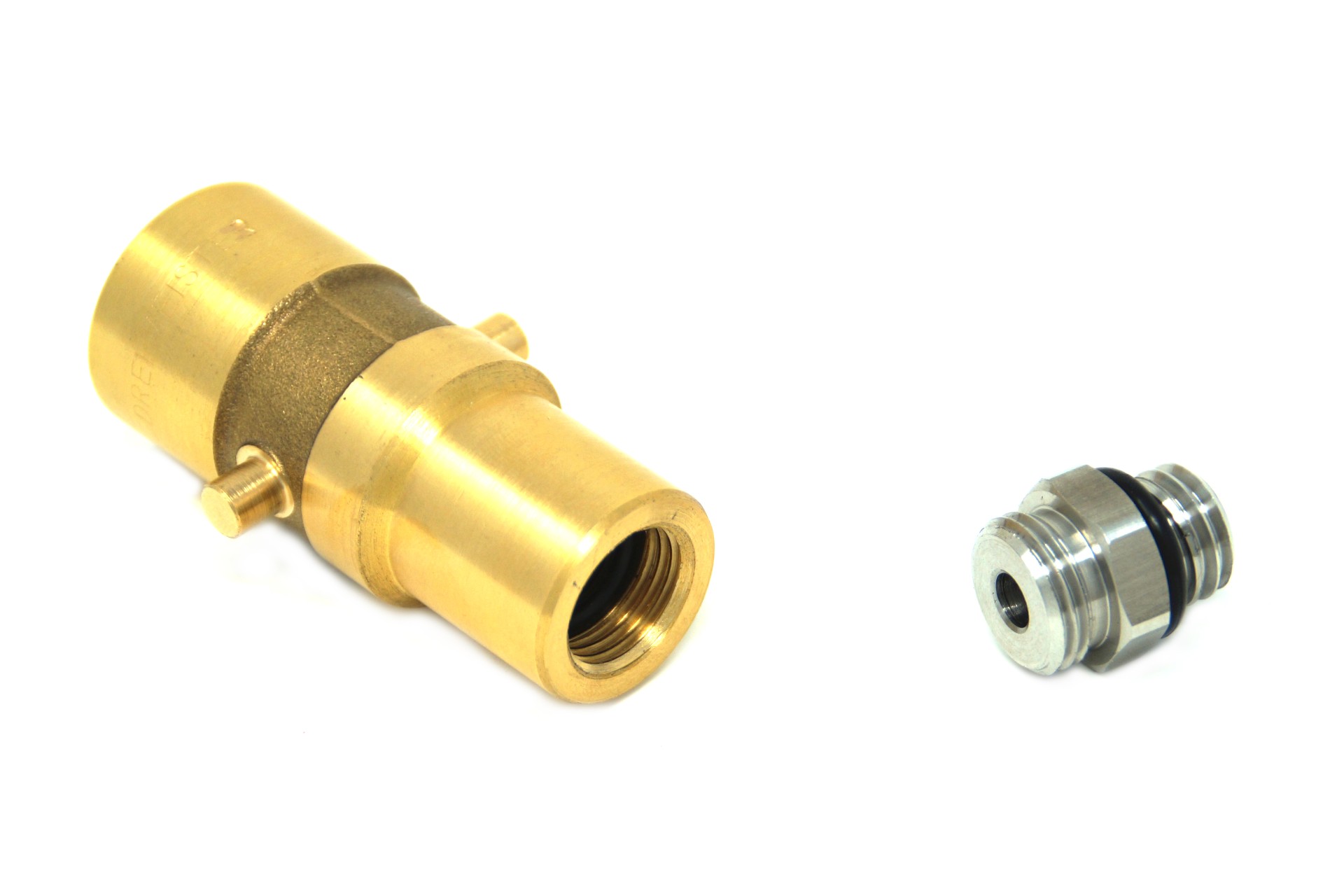 DREHMEISTER Bayonet LPG adapter M14 brass with stainless steel connection, L=67 mm
