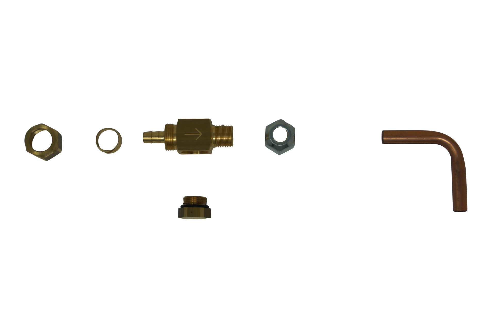 Tomasetto Kit für externes Absperrventil vor dem Verdampfer (8 mm Flexleitung auf 8 mm Kupfer)