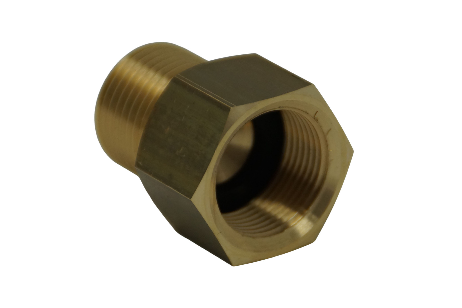 Adapter piece for small CO2 cylinders W21.8×1/14 (external) to M22×1.5 (internal), L=36