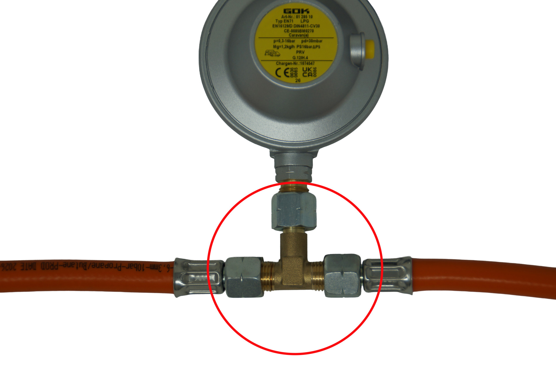 DREHMEISTER T-Stück Anschlussgewinde G1/4LH-KN für Gasschlauch, Gasregler