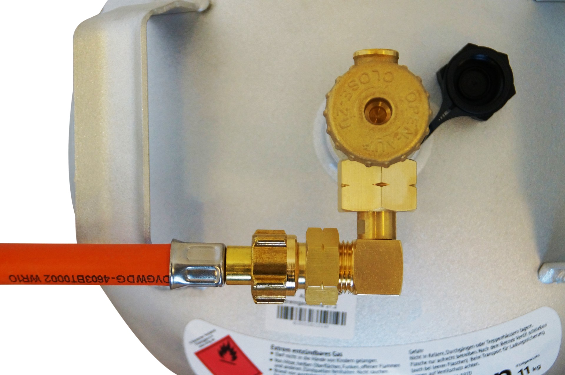 DREHMEISTER Codo conexión rosca G.5 = W21.8 x 1/14 LH --> G.12 (KLF)