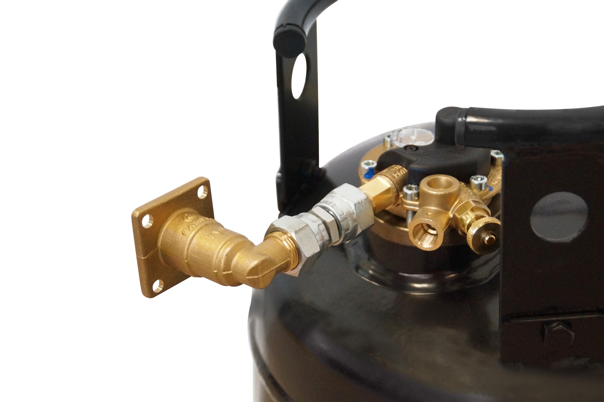 Direktbetankungsset für Gastankflaschen mit Multiventil - gewinkelte Ausführung (Füllventil)