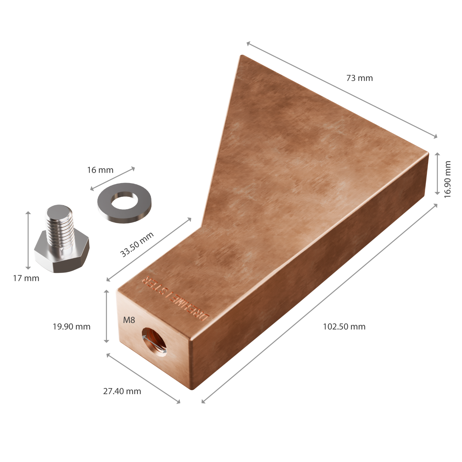 DREHMEISTER Punta de soldador de cobre de 750 g para soldar cobre, soldadura blanda