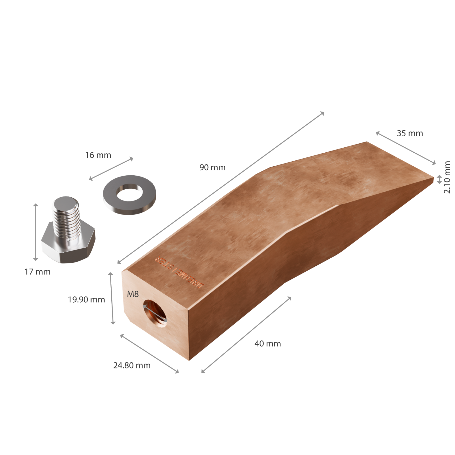 DREHMEISTER Punta de soldador de cobre de 350 g para soldar cobre, soldadura blanda