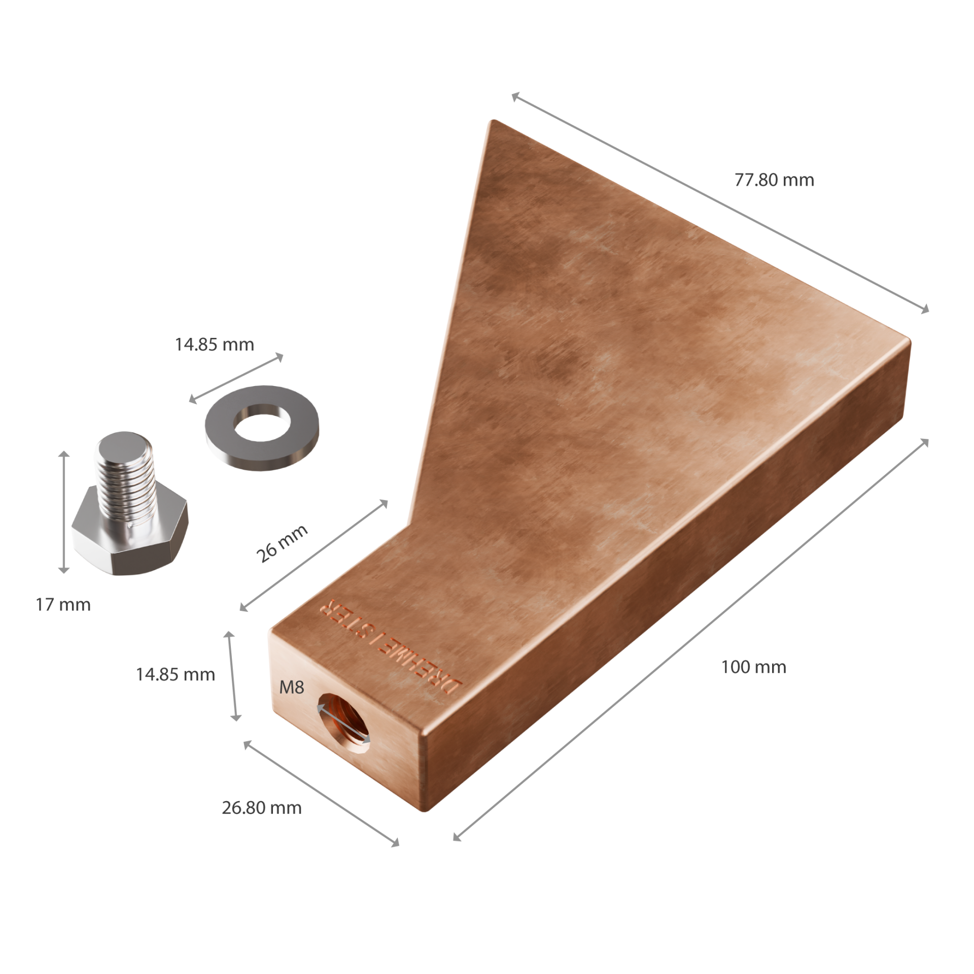 DREHMEISTER Punta de soldador de cobre de 600 g para soldar cobre, soldadura blanda