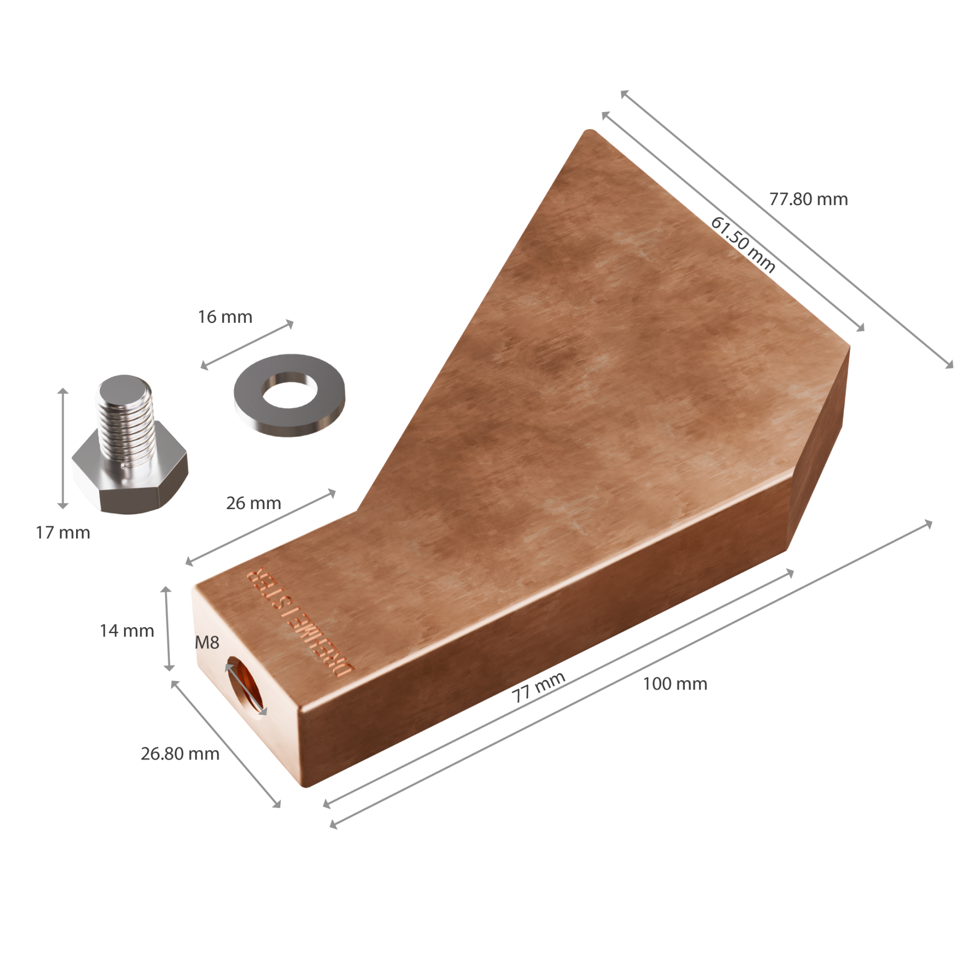 DREHMEISTER Kupfer Lötkolben-Spitze 575g zum Kupfer löten, Weichlöten