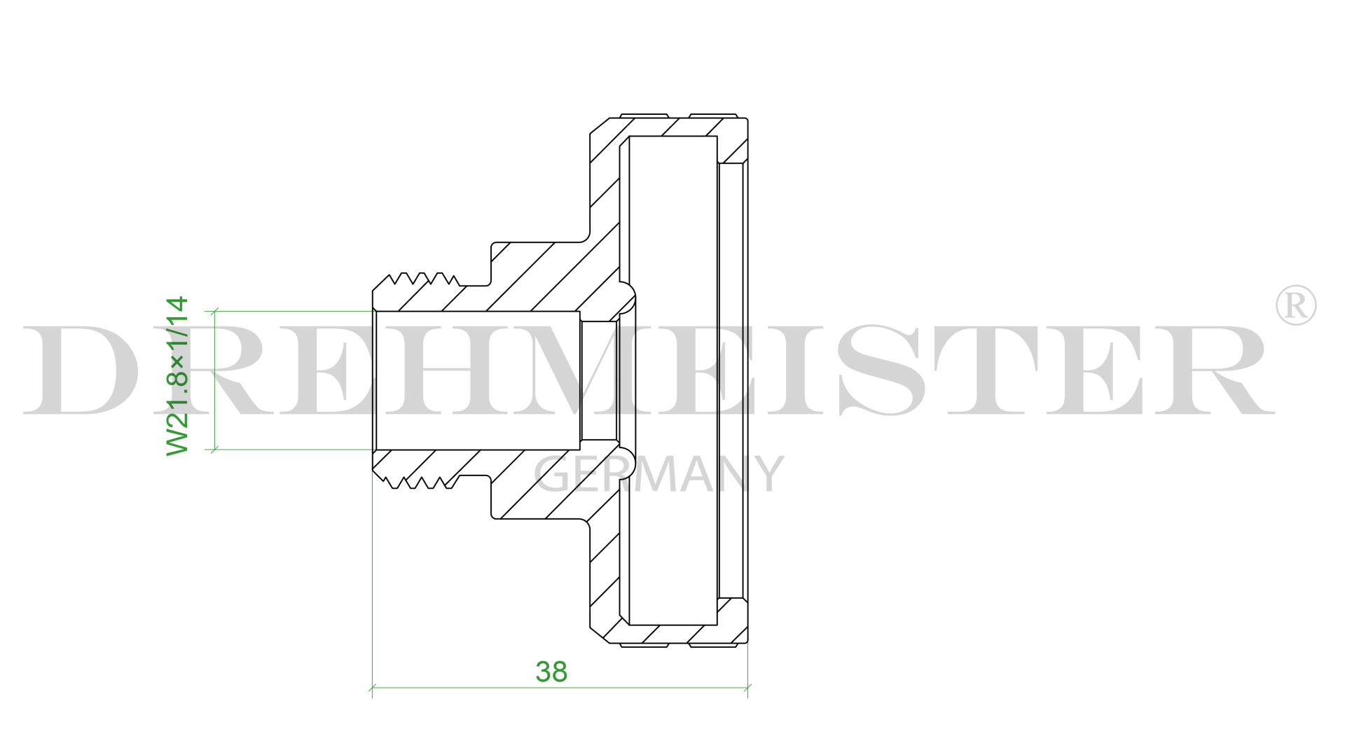 DREHMEISTER adattatore serbatoio DISH Ø22 mm (W21,8), ottone
