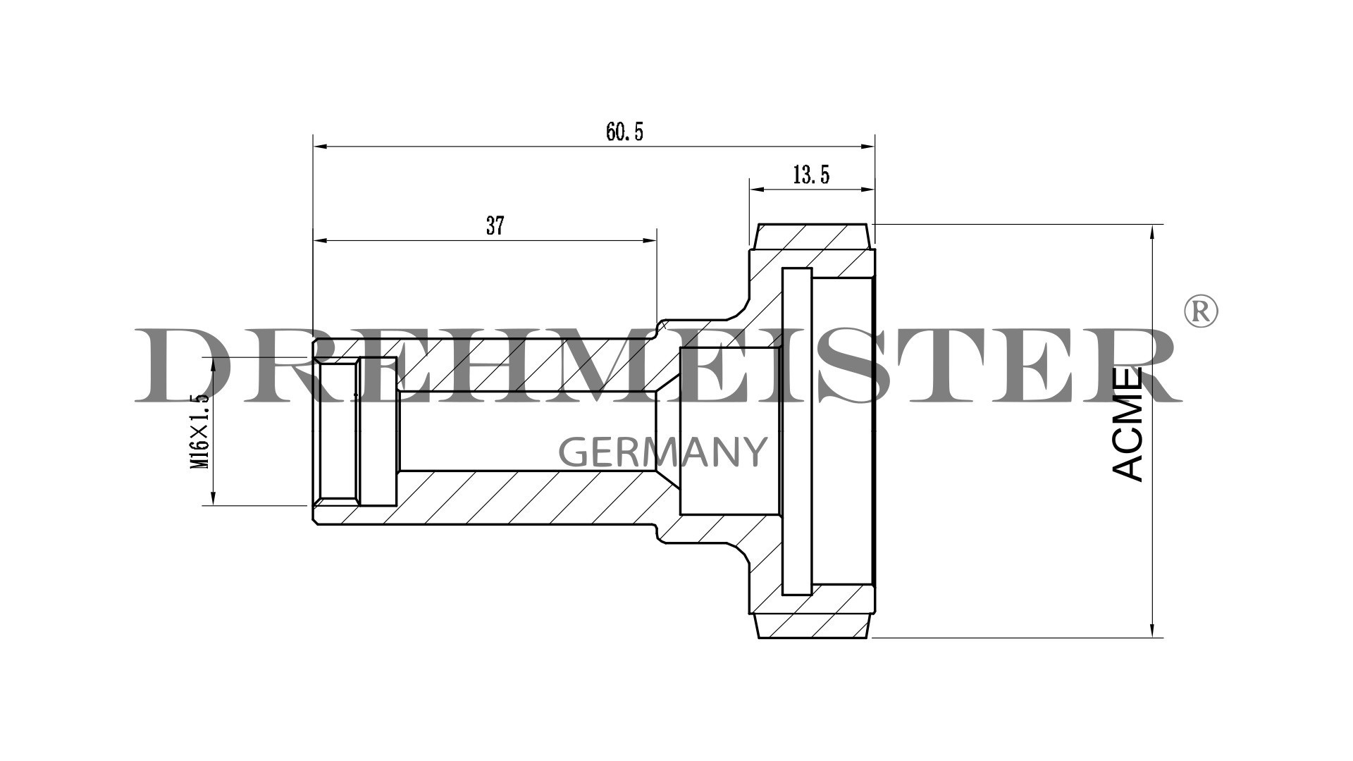 DREHMEISTER ACME LPG Adapter M16 Innengewinde - 60,5mm