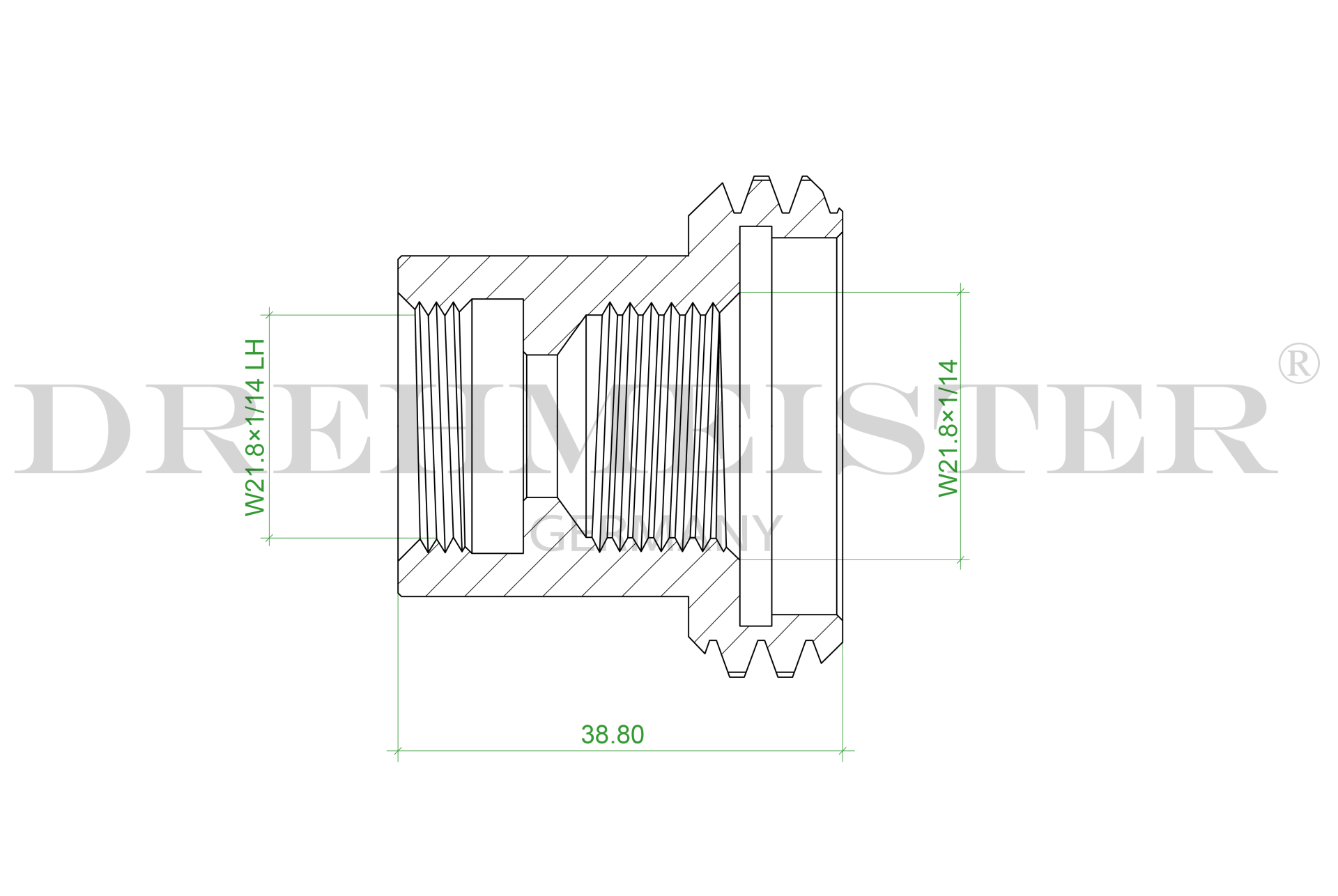 DREHMEISTER LPG adapter ACME to fill gas cylinders with W21,8 left thread