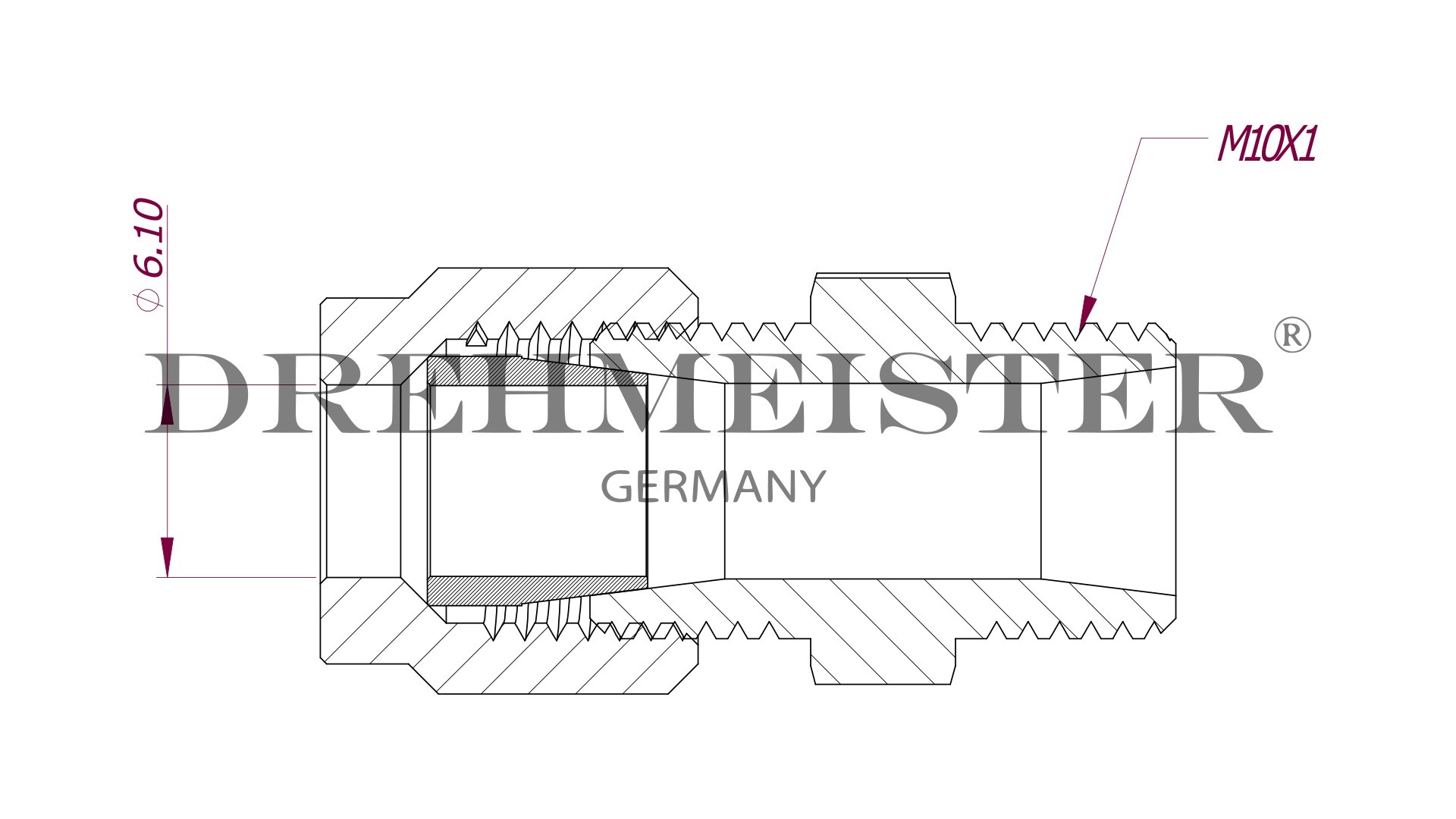 DREHMEISTER M10x1 feed-through for polyamide hose 6mm