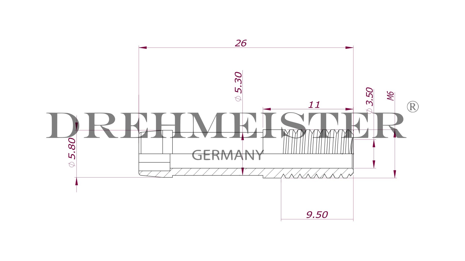 DREHMEISTER Einschraubstutzen für Ansaugkrümmer M6 Innensechskant D.5mm L.26mm