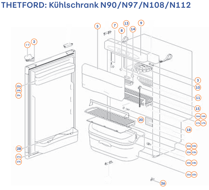Thetford Gitterrost-Halterung vorne Kühlschränke N98, N112, N115, N150 und N175 62445708